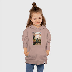 Толстовка детская хлопковая Мальчик на скамейке, цвет: пыльно-розовый — фото 2