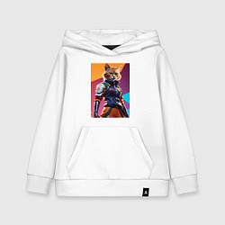 Толстовка детская хлопковая Ультразверьки кошка, цвет: белый