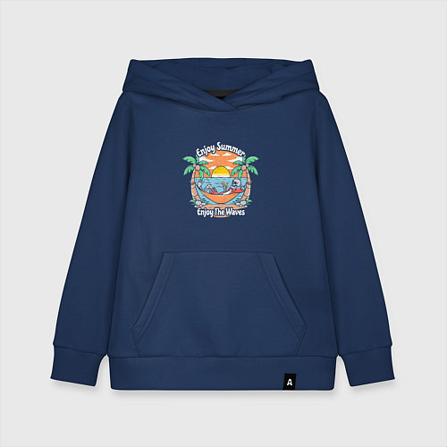 Детская толстовка-худи Скелет на чиле / Тёмно-синий – фото 1