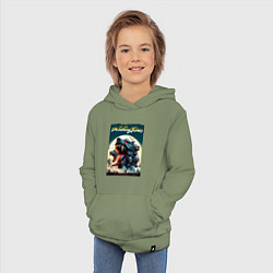 Толстовка детская хлопковая Волки Роллинг Стоунз - фантазия, цвет: авокадо — фото 2