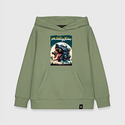 Толстовка детская хлопковая Волки Роллинг Стоунз - фантазия, цвет: авокадо