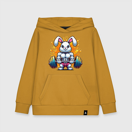 Детская толстовка-худи Gym bunny barbell / Горчичный – фото 1