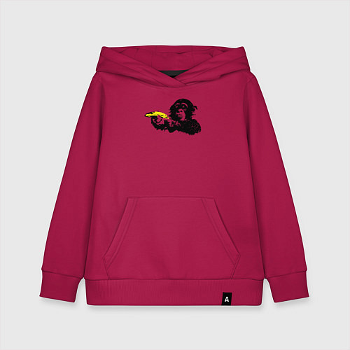 Детская толстовка-худи Мартышка с бананом / Маджента – фото 1