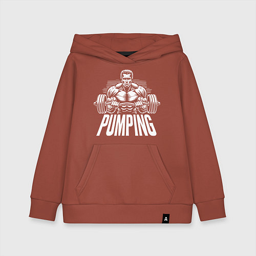Детская толстовка-худи Арнольд Шварценеггер - качалка / Кирпичный – фото 1