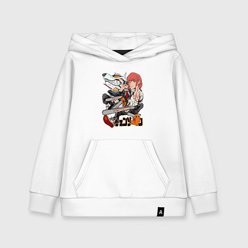 Детская толстовка-худи Человек-бензопила Денджи Аки Пауэр Макима / Белый – фото 1