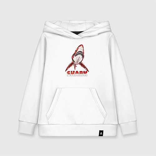 Детская толстовка-худи Акула киборг / Белый – фото 1