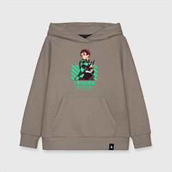 Толстовка детская хлопковая Клинок рассекающий демонов Tanjiro, цвет: утренний латте
