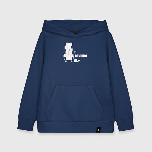 Детская толстовка-худи Ковид идиот / Тёмно-синий – фото 1