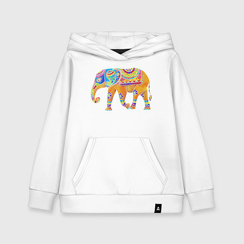 Детская толстовка-худи Батик слон индийский / Белый – фото 1