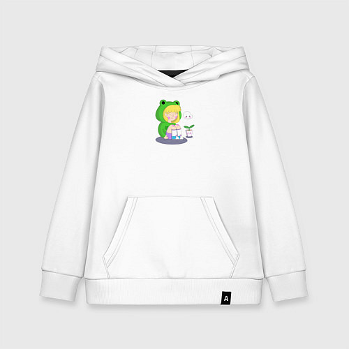 Детская толстовка-худи Девочка - лягушка / Белый – фото 1