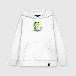 Толстовка детская хлопковая Девочка - лягушка, цвет: белый
