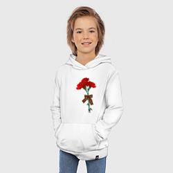 Толстовка детская хлопковая Букет гвоздики и георгиевская лента, цвет: белый — фото 2