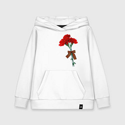 Толстовка детская хлопковая Букет гвоздики и георгиевская лента, цвет: белый