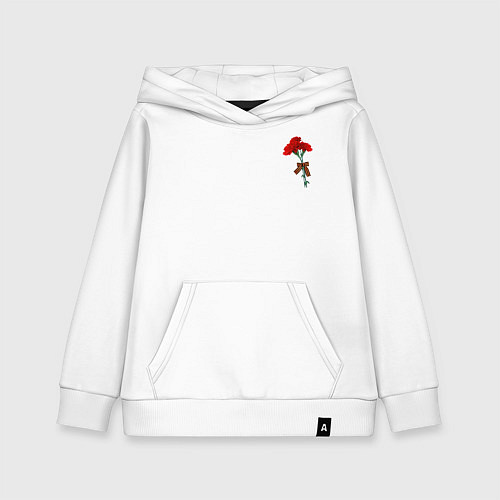 Детская толстовка-худи Гвоздики и георгиевская лента / Белый – фото 1