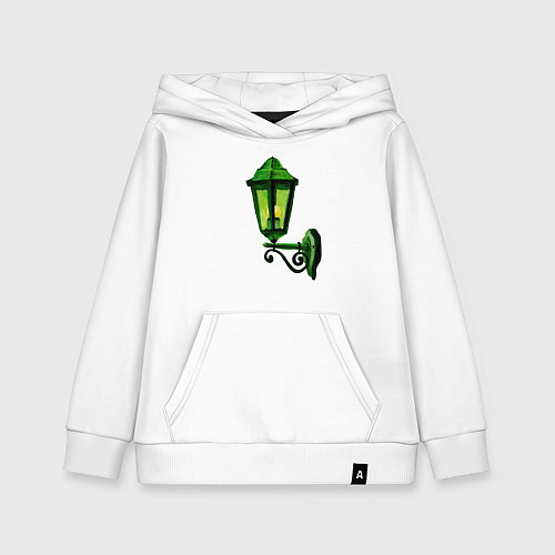 Детская толстовка-худи Зелёный уличный фонарь / Белый – фото 1