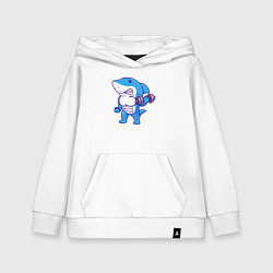 Толстовка детская хлопковая Акула бодибилдер, цвет: белый