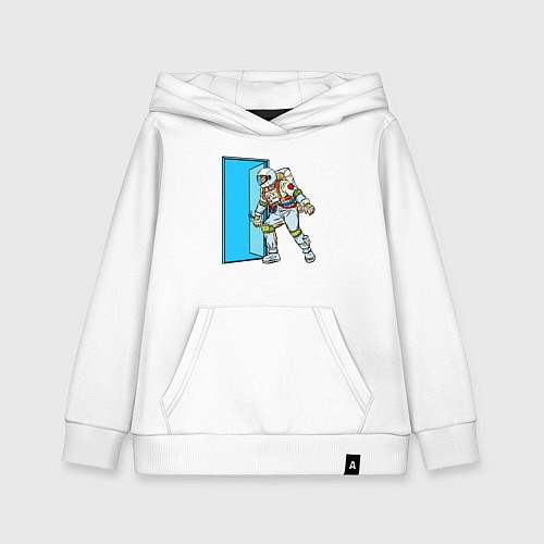 Детская толстовка-худи Астронавт открывает дверь в неизведанное / Белый – фото 1