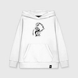 Толстовка детская хлопковая Skeleton guitarist - punks not dead motto, цвет: белый