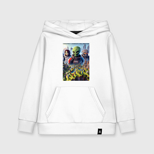 Детская толстовка-худи Масс Эффект и Майнкрафт - коллаба нейросеть / Белый – фото 1