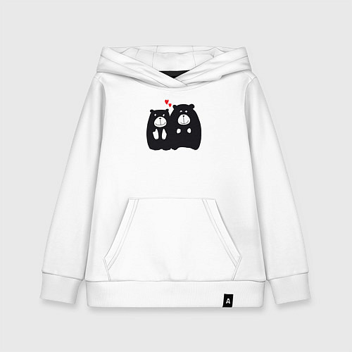 Детская толстовка-худи Влюблённые мишки / Белый – фото 1