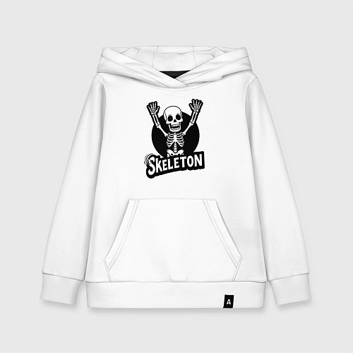 Детская толстовка-худи Skeleton с поднятыми руками / Белый – фото 1