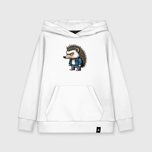 Детская толстовка-худи Ёжик панк / Белый – фото 1