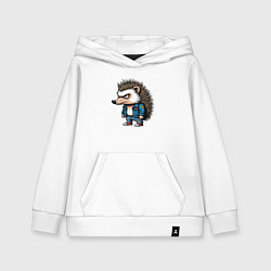 Толстовка детская хлопковая Ёжик панк, цвет: белый