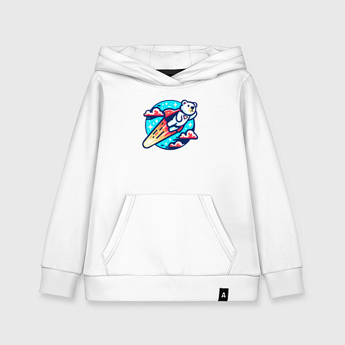 Детская толстовка-худи Медведь супергерой / Белый – фото 1