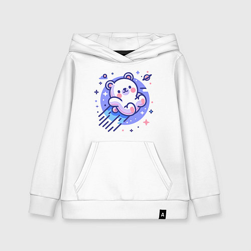 Детская толстовка-худи Кавайный мишка-комета / Белый – фото 1
