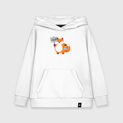 Толстовка детская хлопковая Лиса продаёт бесплатный сыр, цвет: белый