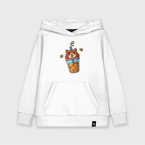 Детская толстовка-худи Мишка и медовый напиток / Белый – фото 1