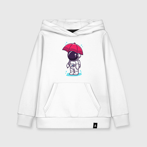 Детская толстовка-худи Космонавт с зонтом / Белый – фото 1