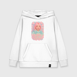 Толстовка детская хлопковая Билли Айлиш в розовыми волосами, цвет: белый