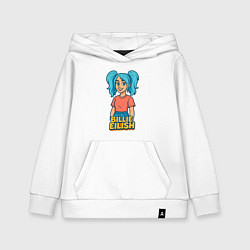 Толстовка детская хлопковая Билли Айлиш мультяшка, цвет: белый