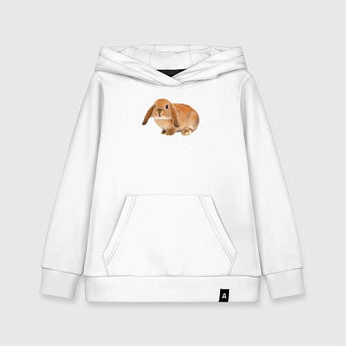 Детская толстовка-худи Рыжий пушистый кролик / Белый – фото 1