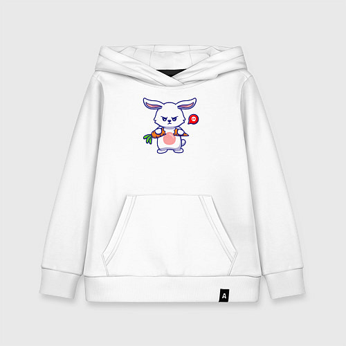 Детская толстовка-худи Сердитый кролик с морковкой / Белый – фото 1