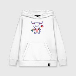Толстовка детская хлопковая Сердитый кролик с морковкой, цвет: белый