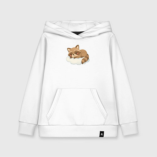Детская толстовка-худи Милый енот на облачке / Белый – фото 1