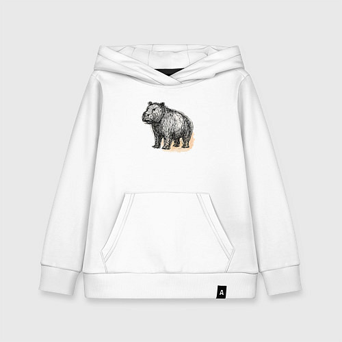 Детская толстовка-худи Скетч Бегемот / Белый – фото 1