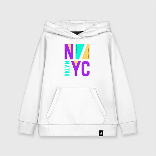 Детская толстовка-худи Районы в городе Нью-Йорк / Белый – фото 1