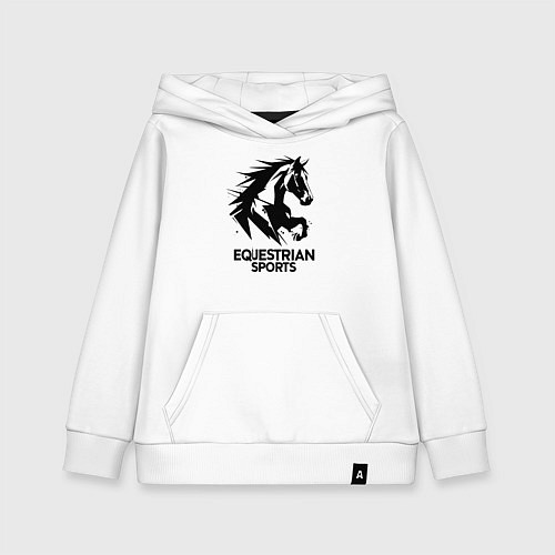 Детская толстовка-худи Конный спорт динамичный скакун / Белый – фото 1