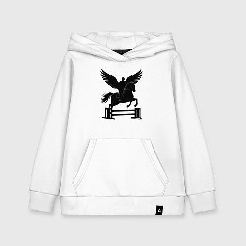 Детская толстовка-худи Конный спорт с крыльями / Белый – фото 1