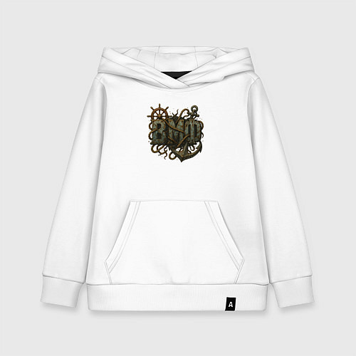 Детская толстовка-худи Старые ржавые буквы ВМФ / Белый – фото 1