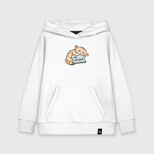 Детская толстовка-худи Кот, мем, не сегодня / Белый – фото 1