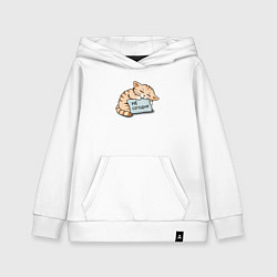 Толстовка детская хлопковая Кот, мем, не сегодня, цвет: белый