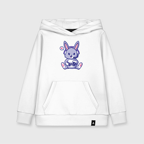 Детская толстовка-худи Зайчик геймер / Белый – фото 1