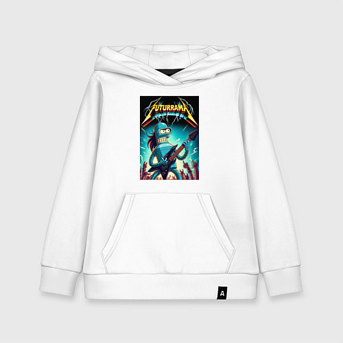 Детская толстовка-худи Хард рок гитарист Бендер лидер группы Футурама / Белый – фото 1