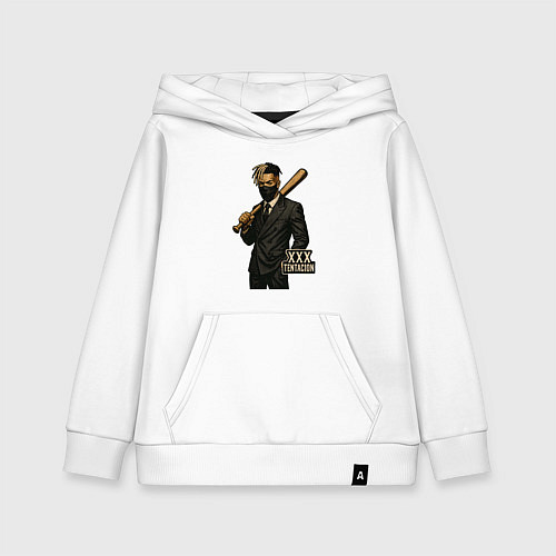 Детская толстовка-худи XXXTentacion с битой / Белый – фото 1