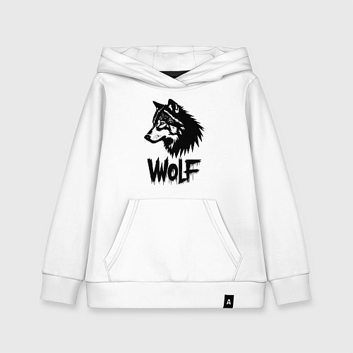 Детская толстовка-худи Волк в стиле граффити / Белый – фото 1