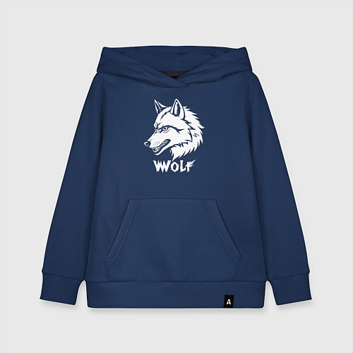 Детская толстовка-худи Волк с оскалом / Тёмно-синий – фото 1